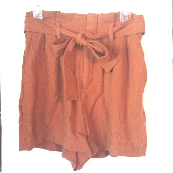 High Rise Paper Bag Waist Zip Tie Belt Blousy Shorts Medium Pockets a. new day - Picture 1 of 10